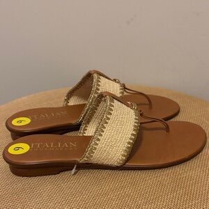 Italian Shoemakers Cream and Brown Sandals